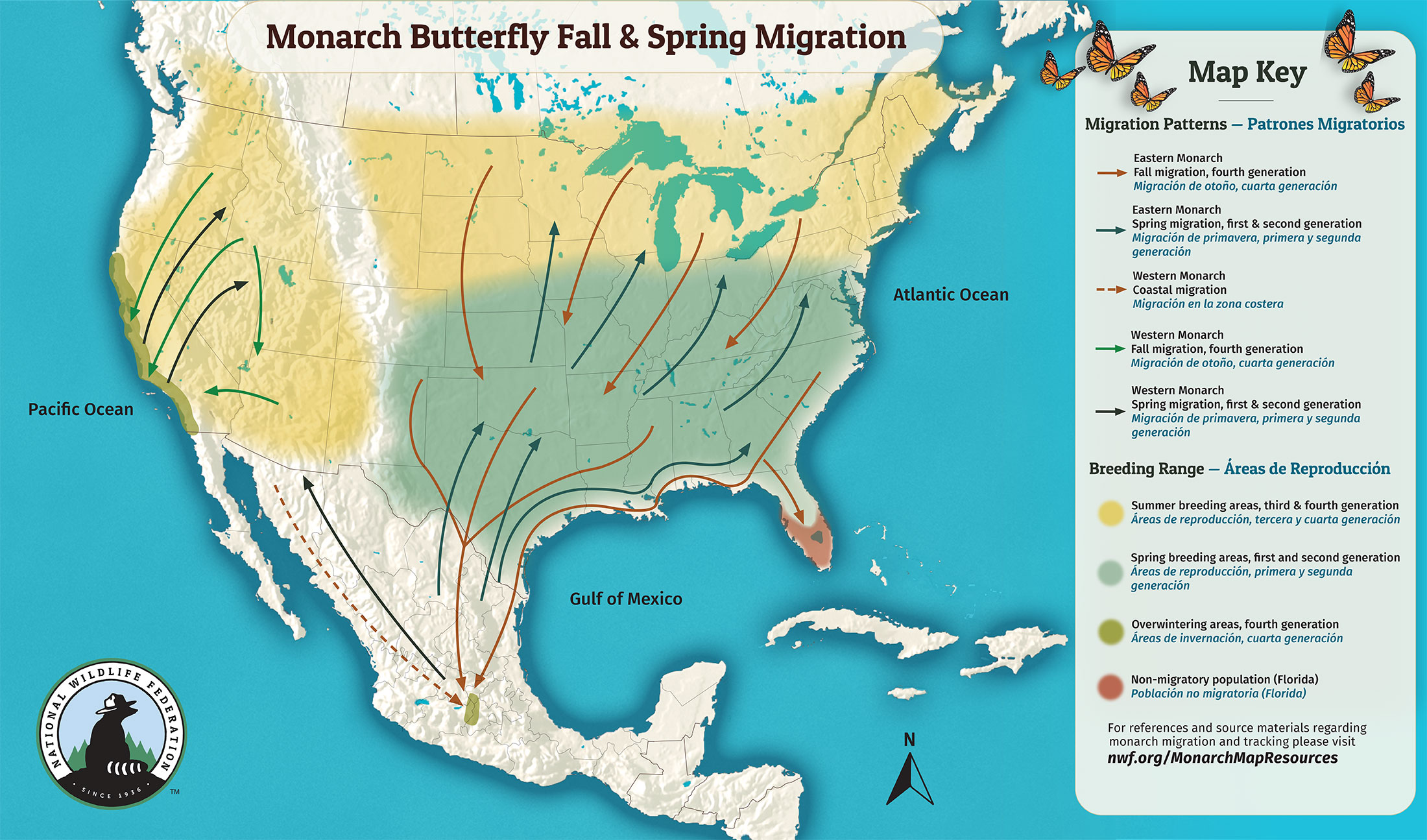Monarch Butterfly Fall & Spring Migration Map